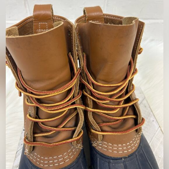 L.L.Bean Women’s 8” Unlined Bean Boots in Tan/Bright Navy/Gum Size 7N - Picture 3 of 12